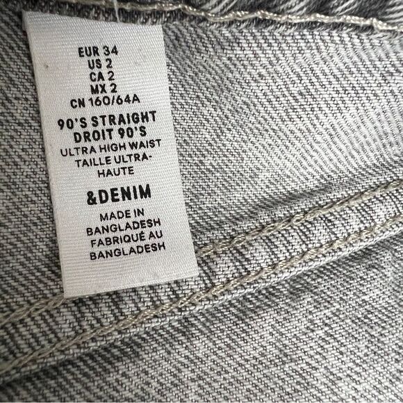 & Denim Classic Light Gray Wash Straight-Leg Jeans Size 2 - Picture 8 of 8